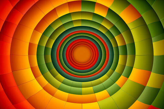 A colorful, abstract design with a green and yellow circle in the center