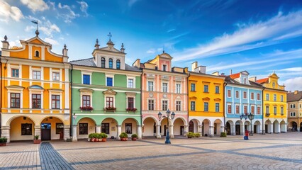 Colorful tenement houses on main square in Zamosc, Colorful, Tenement houses, Main square