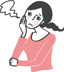 ため息をつく女性。