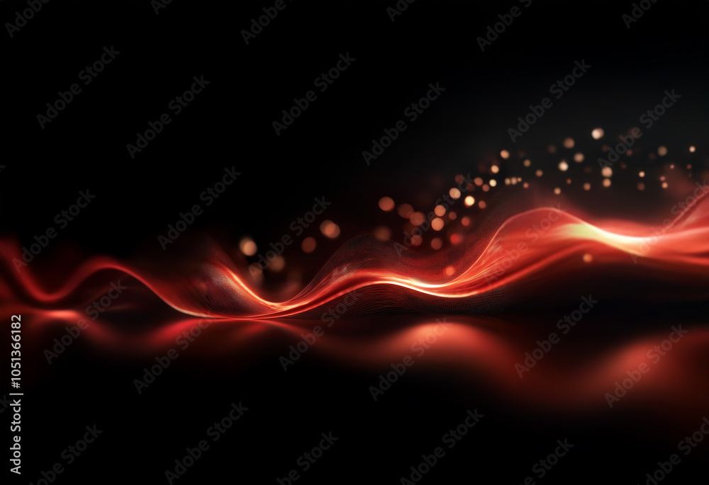 Aufkleber A glowing red wave with a subtle shimmer on a black background.