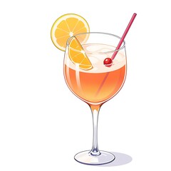 Iced tropical cocktail with lime garnish vector illustration