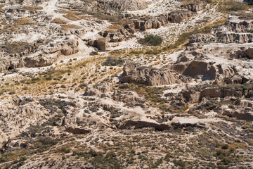 The Bardenas Reales, or badlands in Southeast Navarre Spain, World Biosphere Reserve, UNESCO site