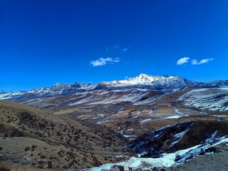 blue sky with mountain scenery in Sichuan province  of China
