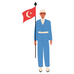 Man in uniform in parade on the Turkish Victory Day holiday
