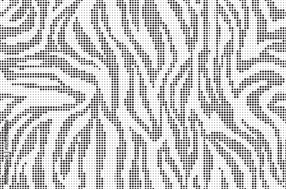 Poster Halftone trendy zebra skin pattern background vector. Animal fur dotted vector background. Abstract seamless zebra stripe pattern.