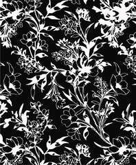 botanical floral vector seamless pattern with roses herbs and leaves big set background with flowers