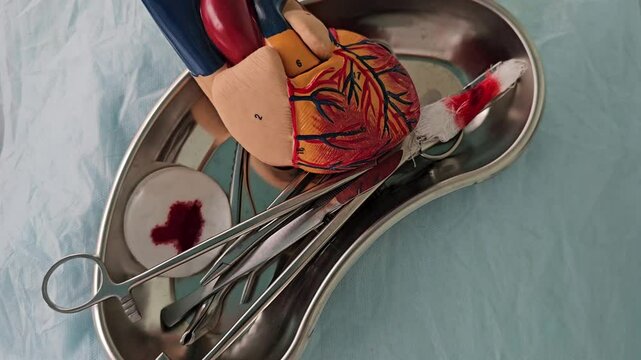 Cardiologist with scalpel anatomy of heart