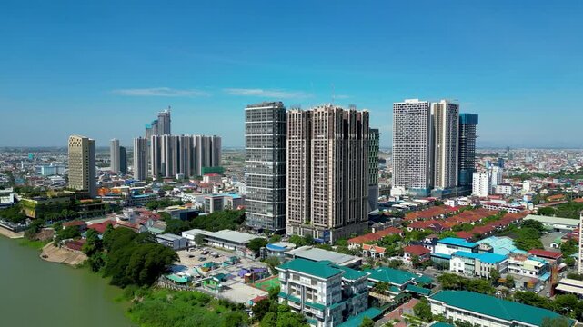 Phnom Penh Koh Pich Island, Cambodia building skyline modern developing country