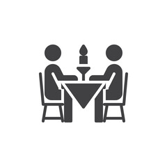 Two people at a dinner table vector icon