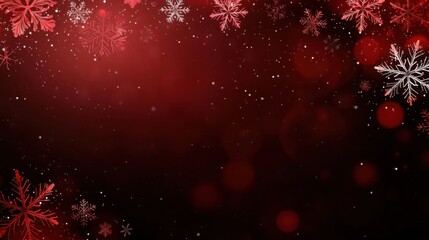 Red and black swirling snowflakes with glowing effects, abstract Christmas winter design