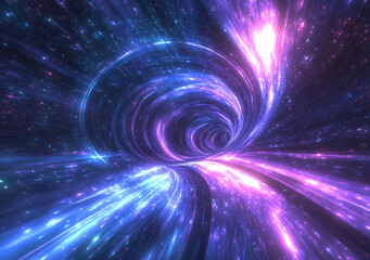 Neon design elements light glow and flash technology abstract background. Fractal lights moving fast. Speed concept. High quality photo
