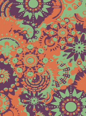 colorful fabric pattern and floral motifs 