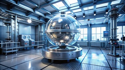 Futuristic spherical scientific instrument in high-tech laboratory , technology, innovation, research, futuristic