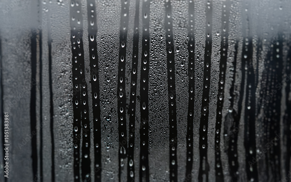 Aufkleber Raindrops cascade down a window pane, creating a blurred and abstract background.