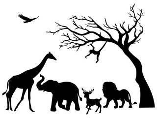 set of animals silhouettes