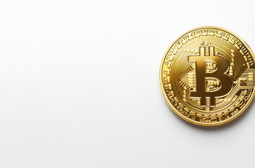 A golden bitcoin on a white sheet of paper, Generative AI