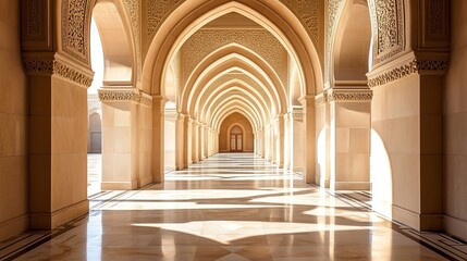 Fototapeta premium A photo of the interior corridor of a mosque