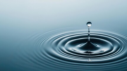 Closeup of a water droplet hitting a still pond, concentric ripples spreading, water droplet, motion impact