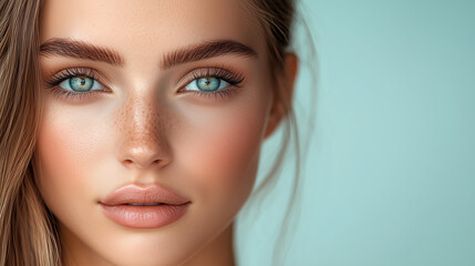 Fototapeta premium Close up portrait of a woman on clean background