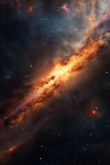 Fototapeta premium A long, thin, orange line of stars in the sky