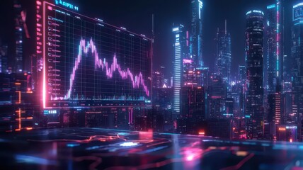 Fototapeta premium Futuristic Line Chart Illustrating Market Trends with Dynamic Data Visualization and Bold Colors