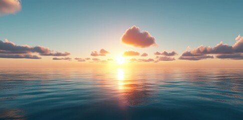 Fototapeta premium Sunshine Gleams Over the Horizon, Casting Golden Rays in the Early Morning Light