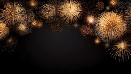 Fototapeta premium Banner with fireworks background black