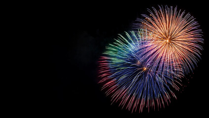 Obraz premium Banner with fireworks background black