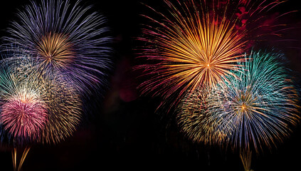 Banner with fireworks background black