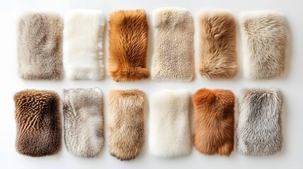 27. Assorted fur swatches in natural colors, including tan, beige, and white, against white