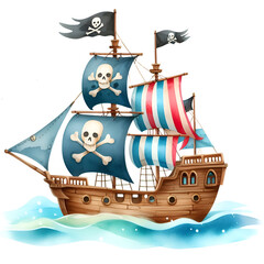 Cute Pirate Clipart, Pirate Ship Clipart, Treasure Island, pirate graphics, Treasure Clipart, Watercolor Clipart, Card Making, Scrapbooking
