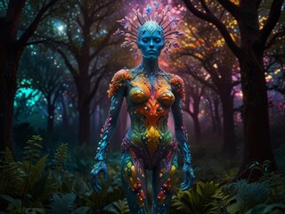 Fototapeta premium Mystical Forest Nymph in an Enchanted Garden