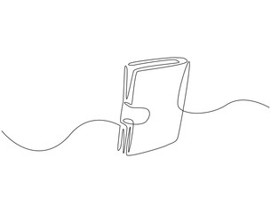 Obraz premium Continuous one line drawing of money wallet. One line drawing illustration of wallet. Business, banking, finance, e - commerce concept single line. Editable outline