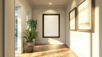 Fototapeta premium Modern clean layout home frame display 3d rendering