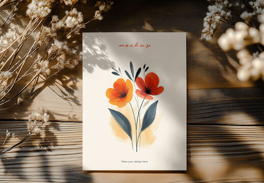 Realistic Greeting Card Mockup &ndash; AI-Generated Design for Holiday, Birthday, and Special Occasion Cards with Customizable Message