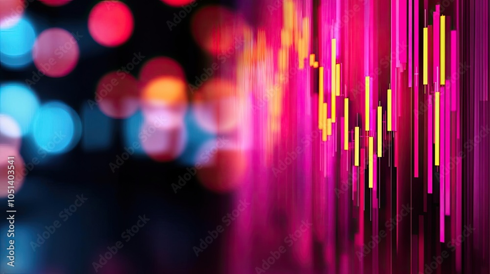 Poster Abstract colorful visualization of data in a digital format.