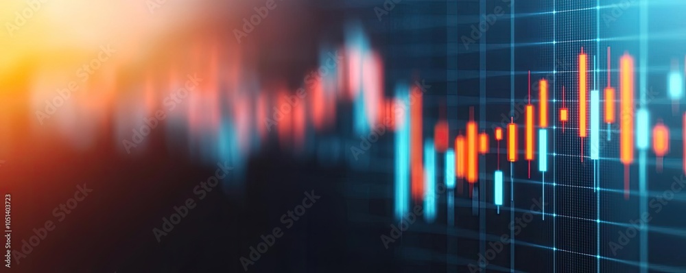 Leinwandbilder abstract financial data visualization with glowing chart lines and bars.