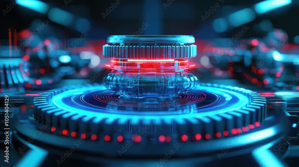 Poster Futuristic technology background with glowing elements and patterns.