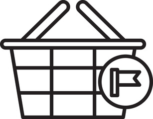 shopping basket and flag icon