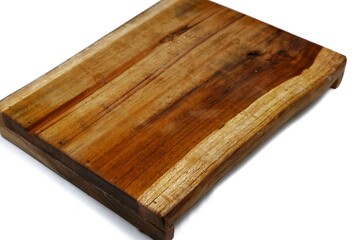 Square wooden cutting board isolated on white background with 45 degree angle setting