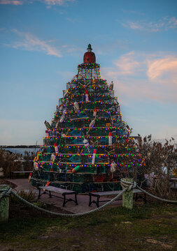 Christmas tree at New Shoreham harbor on Block Island, Rhode Island