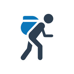Man carries a big bag icon on white background