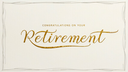 A clean and flat design retirement greeting card with a soft, creamy white background with phrase Congratulations on your retirement