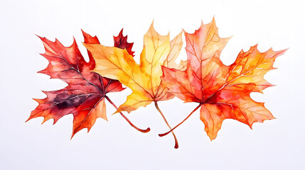Fototapeta premium A vibrant red maple leaf isolated on a white background, capturing the essence of autumn with its colorful foliage