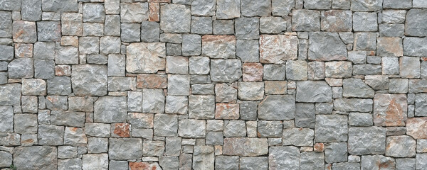 Gray stone wall texture panoramic background
