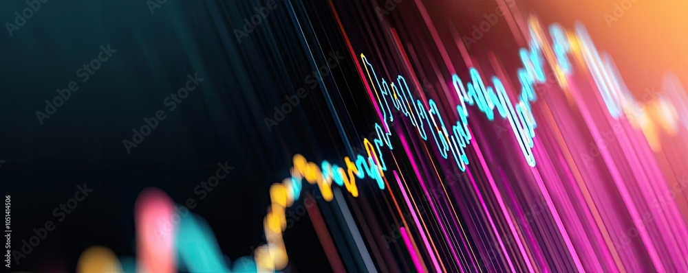 Poster Vibrant abstract data visualization with colorful lines and graphs.