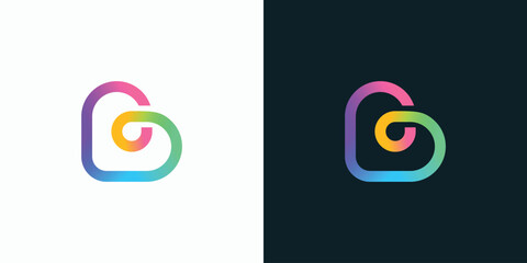 Colorful heart shape initial letter B vector logo design with modern, simple, clean and abstract style. Icon for business, research, technology and personal branding. © ahmad