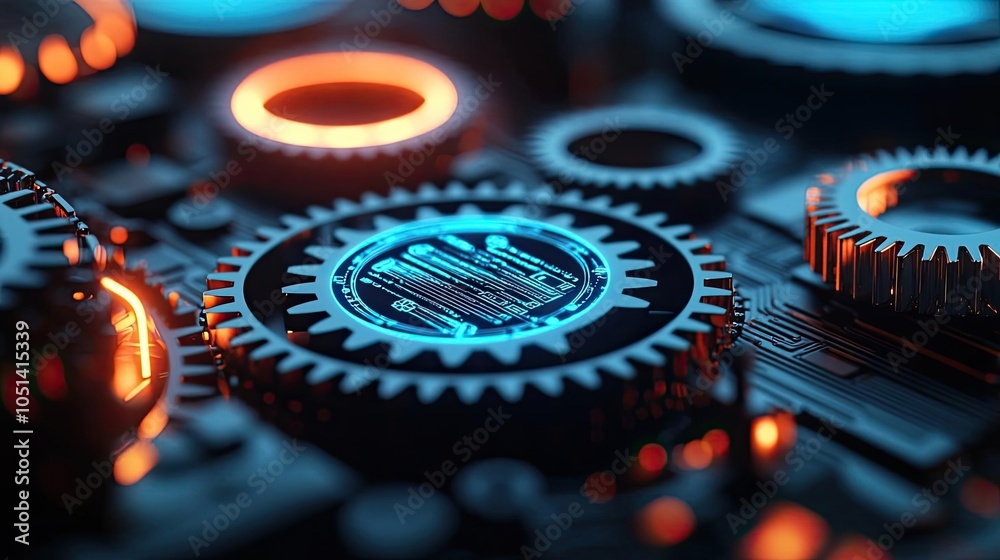Poster close-up of intricate gears showcasing technology and innovation.