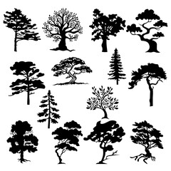 Tree Bundle, Hand Drawn Vector Illustration