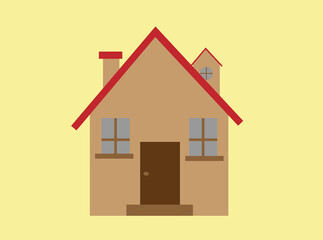 the house is brown with a red roof